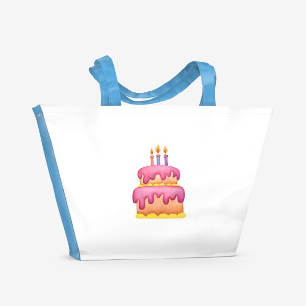 Пляжная сумка «Милый торт акварелью»