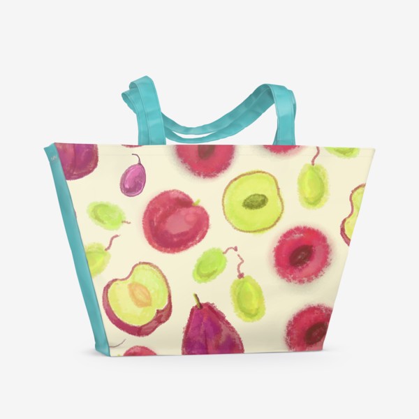 Пляжная сумка «Сливы и виноград на летнем столе»