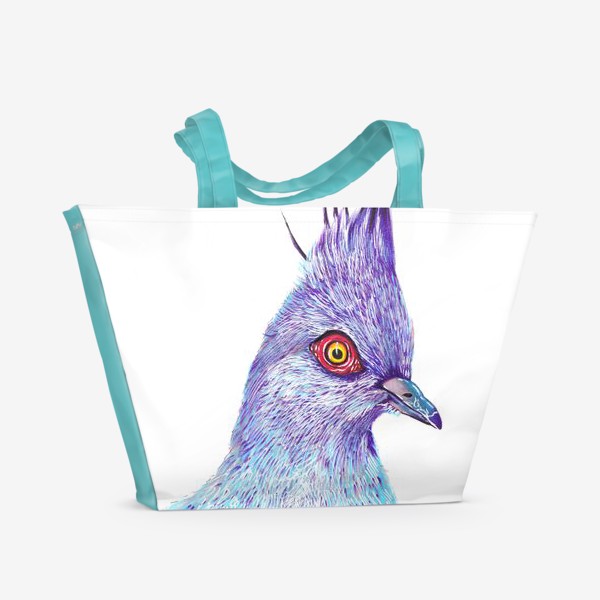 Пляжная сумка «Птицы. Перья. Синий»