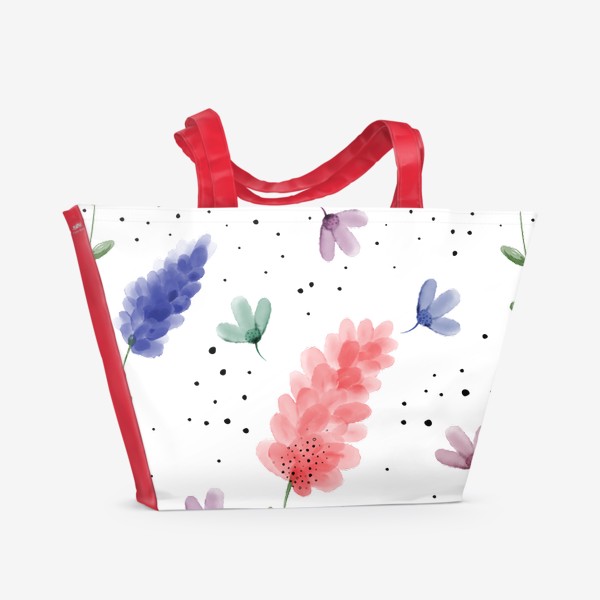 Пляжная сумка «Акварельные цветы-люпины»