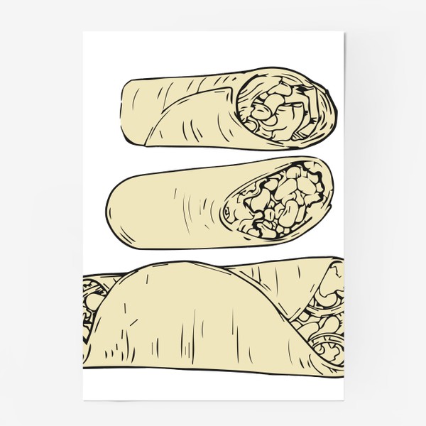 Постер «Блюда южных кухонь. Буррито, мексиканское блюдо»