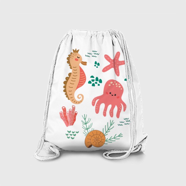 Рюкзак «Детский постер с милыми морскими животными»