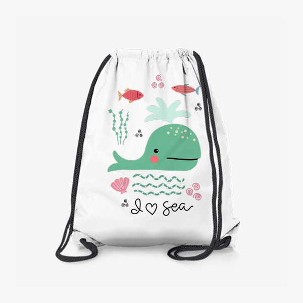 Рюкзак «Детский постер с китом, рыбками и надписью»