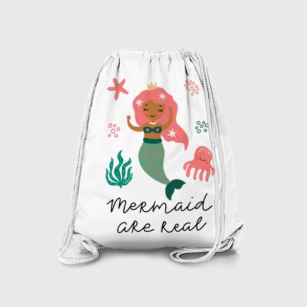 Рюкзак «Постер с милой русалкой, осьминогом и надписью »