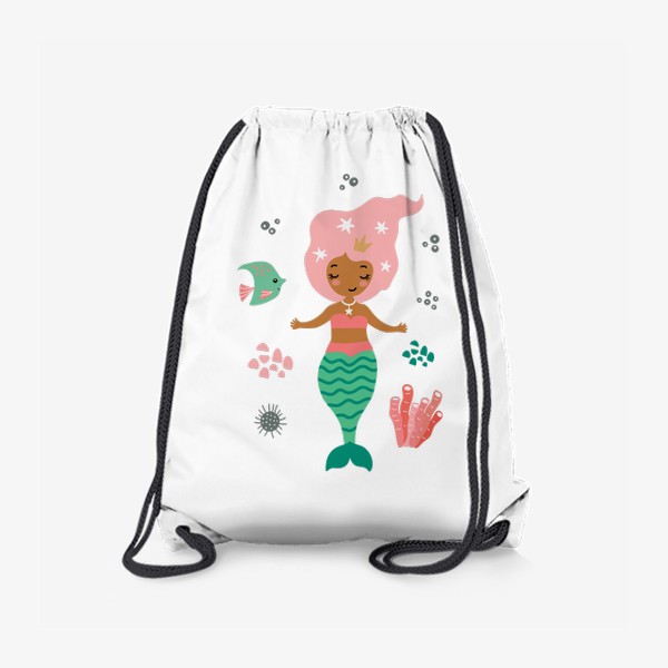 Рюкзак «Детский постер с русалкой, рыбкой и кораллами»