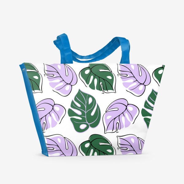 Пляжная сумка «Листья монстеры. Паттерн с тропическим растением»