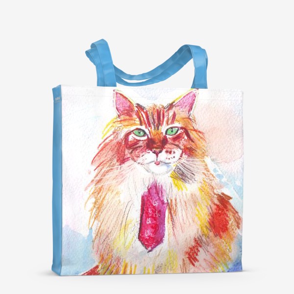 Сумка-шоппер «Рыжий кот мейн-кун с галстуком»