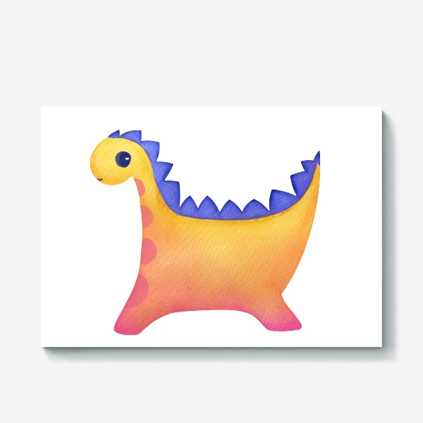 Холст «Забавный милый динозавр - акварель»