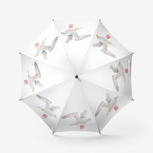 Зонт «Чайка с цветком»