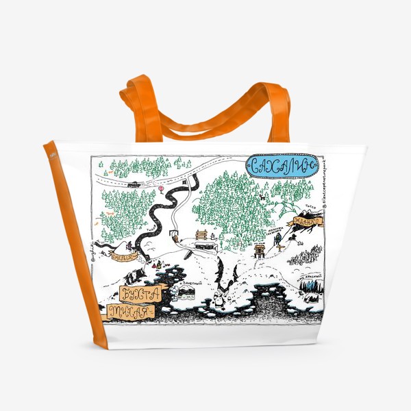 Пляжная сумка «Карта Сахалина»