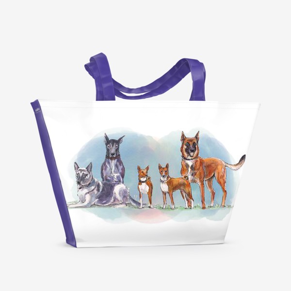 Пляжная сумка «Собаки Малинуа ВЕО дог басенджи»