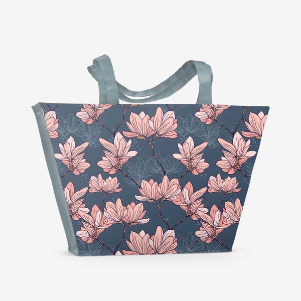 Пляжная сумка «Паттерн с магнолиями в японском стиле»