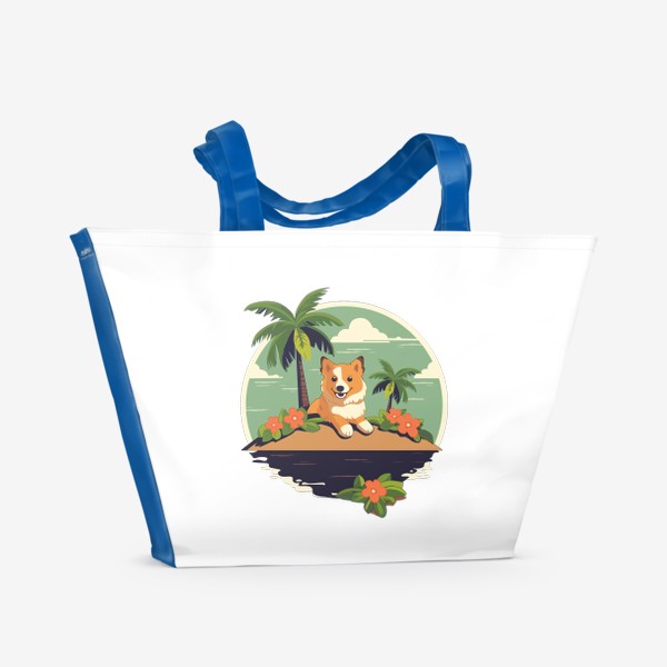 Пляжная сумка «Собака Корги на море»