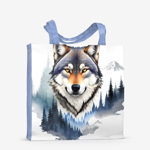 Сумка-шоппер «Волк на фоне горного пейзажа»