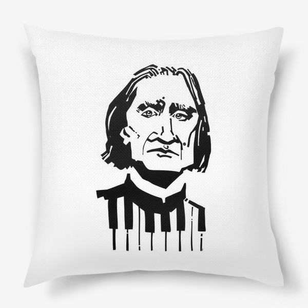 Подушка «Ференц Лист, графический портрет пианиста и композитора»