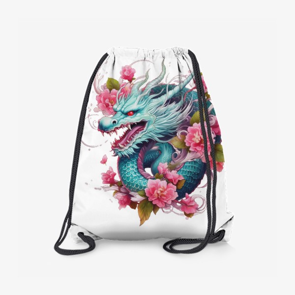 Рюкзак «Дракон и розовые цветы»