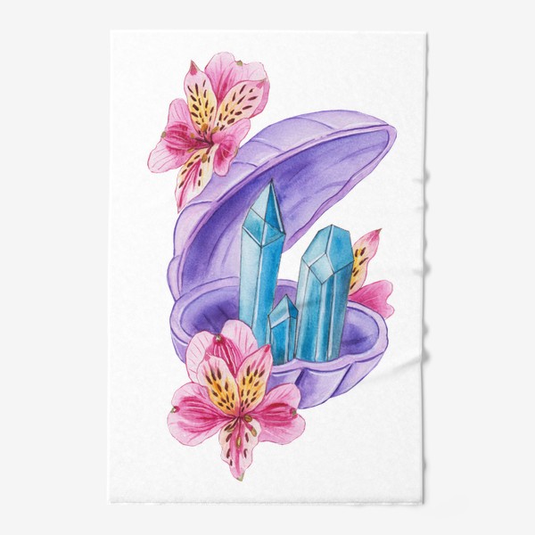 Полотенце «Ракушка и кристаллы в цветах»