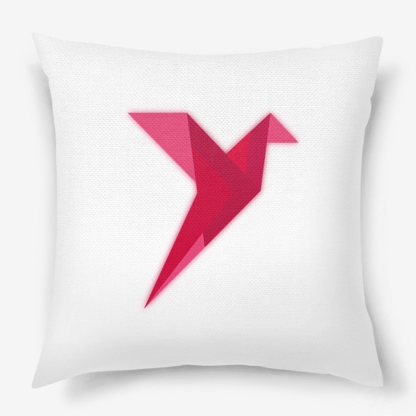 Подушка «Красная колибри из бумаги»