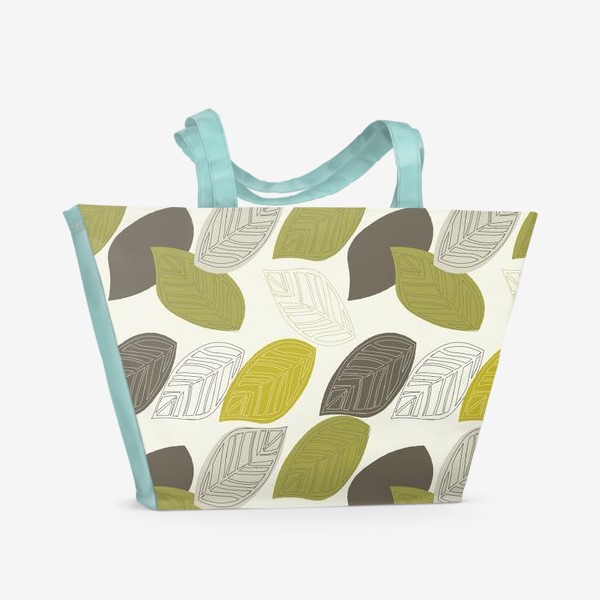Пляжная сумка «Бесшовный паттерн с листьями.Скелетные листья.»