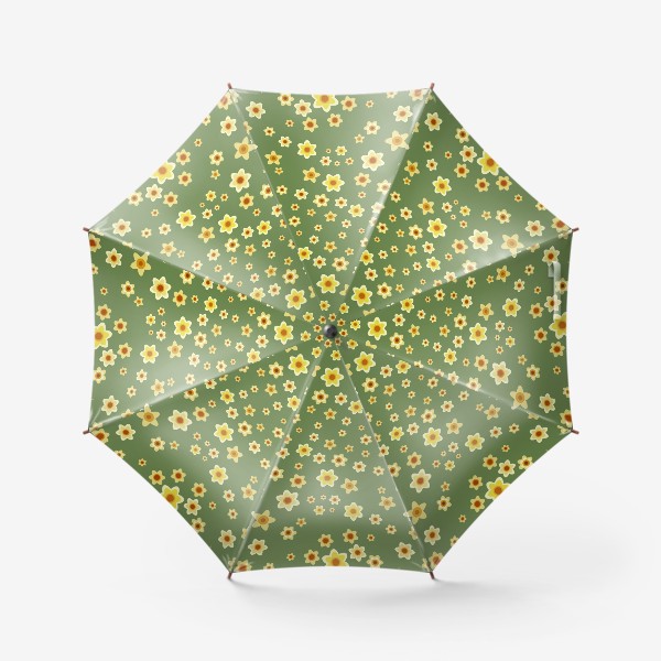 Зонт «Желтые нарциссы на зеленом фоне»