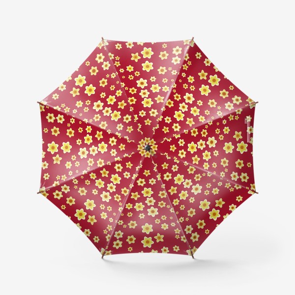 Зонт «Нарциссы на красном фоне»