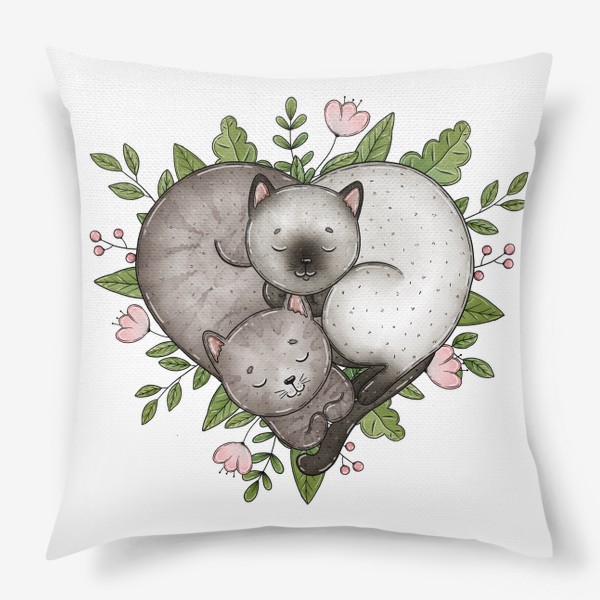 Подушка «Коты сердце»
