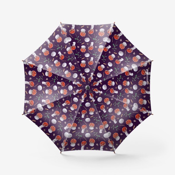 Зонт «Паттерн с красными мухоморами»