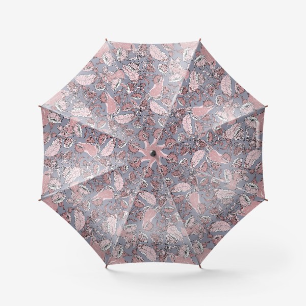 Зонт «Нежный цветочный принт, листья»