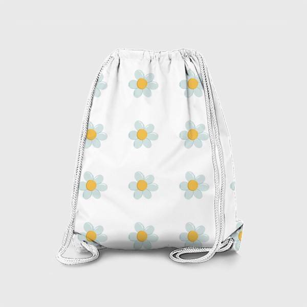 Рюкзак «Ромашки. Узор с полевыми цветами на белом фоне»