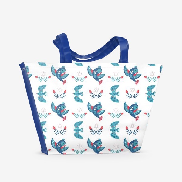 Пляжная сумка «Паттерн с птицами»