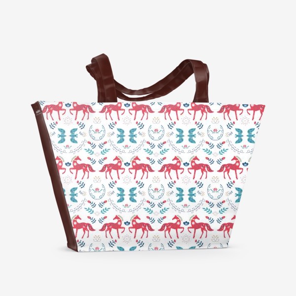 Пляжная сумка «Лошади и птицы»