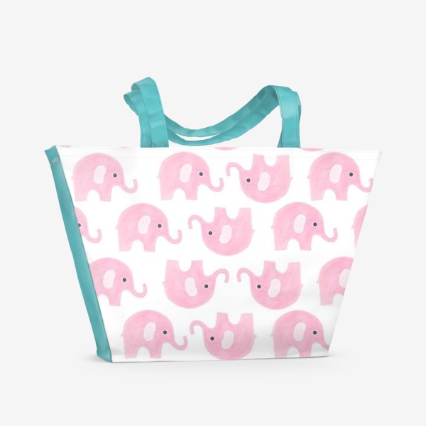 Пляжная сумка «розовые слоники»