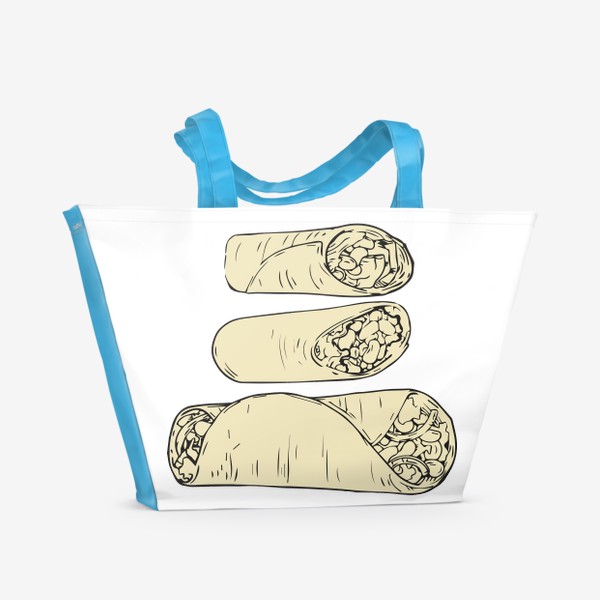 Пляжная сумка «Блюда южных кухонь. Буррито, мексиканское блюдо»