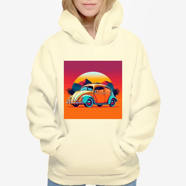 Худи «Ретро авто  в стиле винтажного постера»