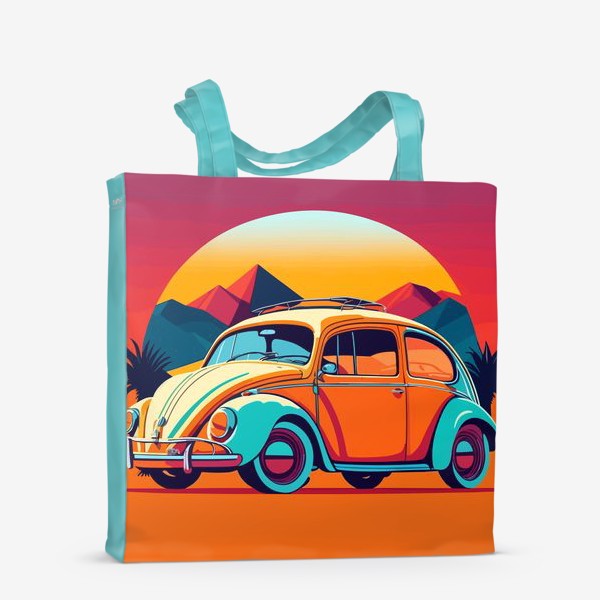 Сумка-шоппер «Ретро авто  в стиле винтажного постера»
