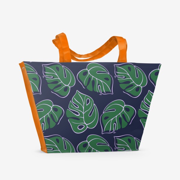 Пляжная сумка &laquo;Листья монстеры. Тропическое растение&raquo;
