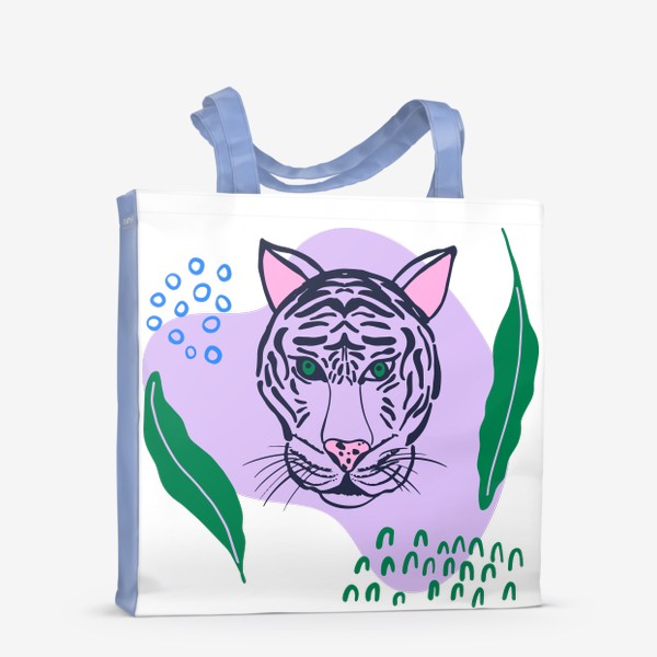 Сумка-шоппер «Абстрактный тропический принт с тигром, листьями и простыми текстурами»