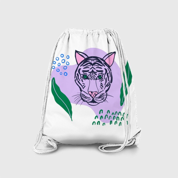 Рюкзак «Абстрактный тропический принт с тигром, листьями и простыми текстурами»