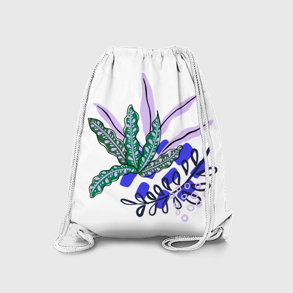 Рюкзак «Абстрактный принт с тропическими растениями и простыми текстурами»