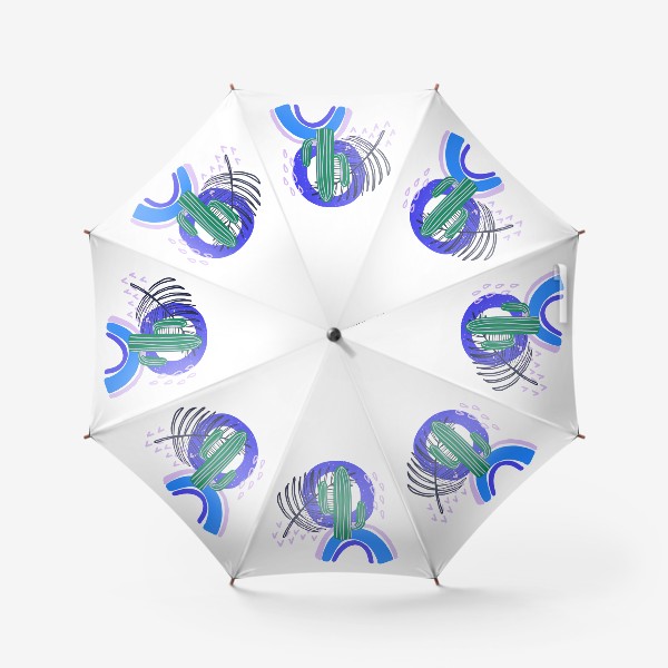 Зонт «Абстрактный принт с кактусом и простыми текстурами»