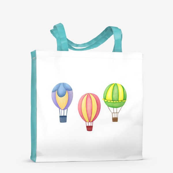 Сумка-шоппер &laquo;Воздушные шары - акварельный принт для путешественника&raquo;