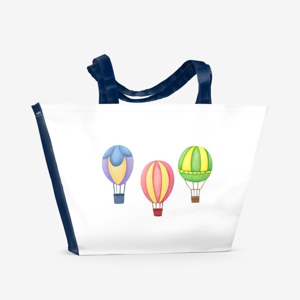 Пляжная сумка &laquo;Воздушные шары - акварельный принт для путешественника&raquo;