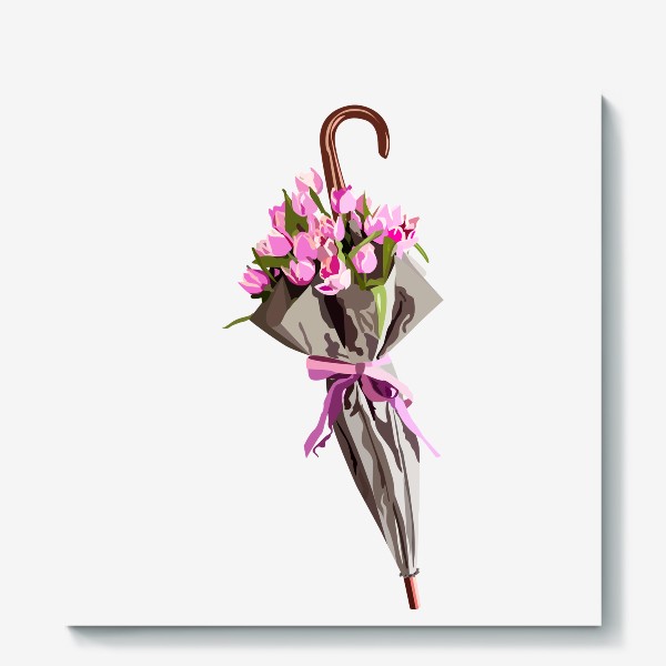 Холст «Зонт с тюльпанами»