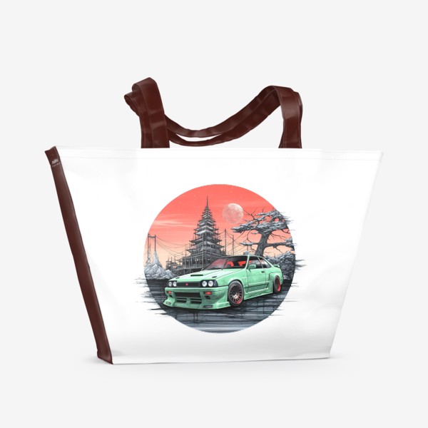 Пляжная сумка &laquo;Японская машина в круге&raquo;