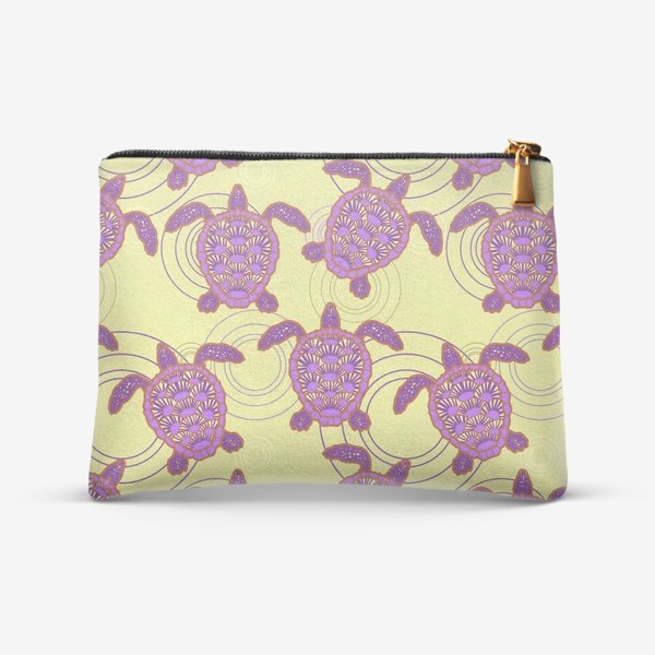 Косметичка «фиолетовые морские черепахи на желтом фоне»