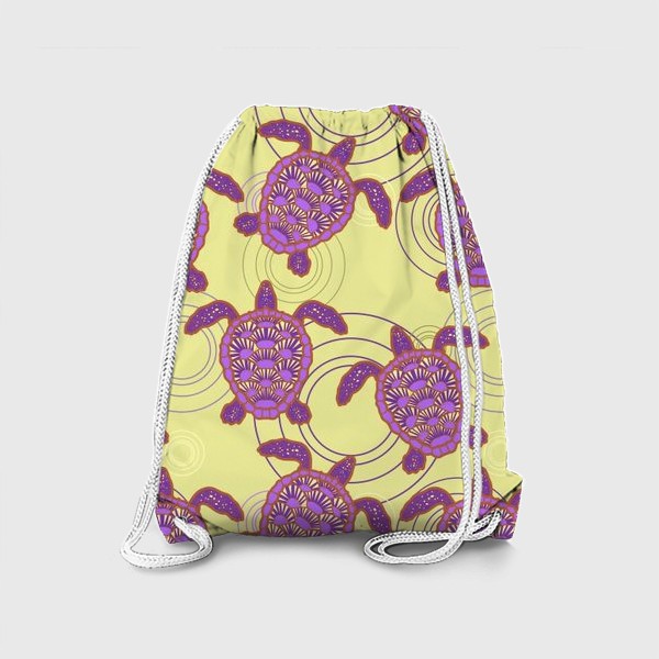 Рюкзак «фиолетовые морские черепахи на желтом фоне»
