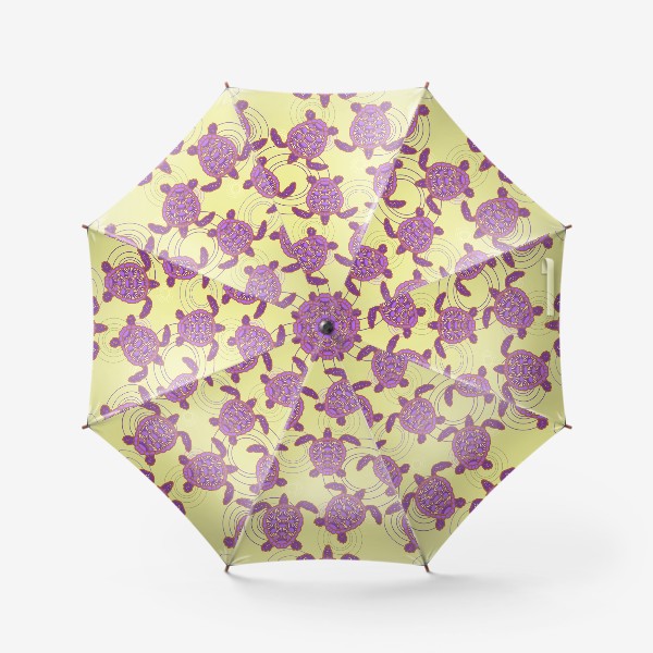 Зонт «фиолетовые морские черепахи на желтом фоне»
