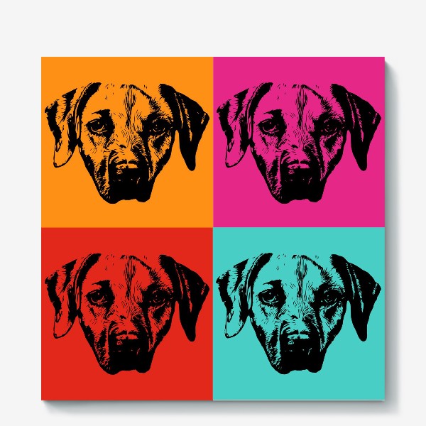 Холст «собака. портреты на ярких цветах. для любителей собак и современного искусства»