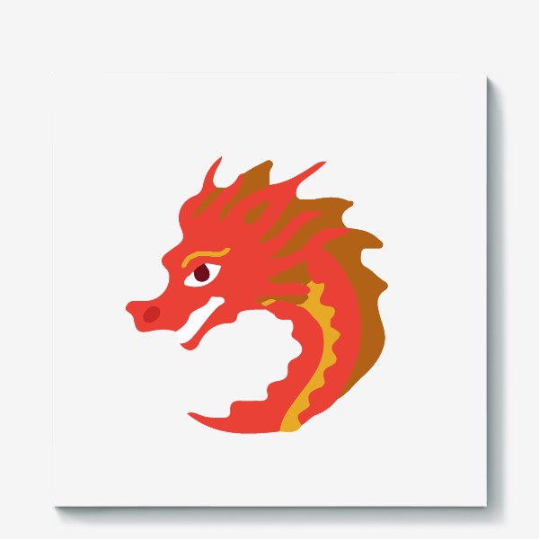Холст «дракон красный с золотым китайский»