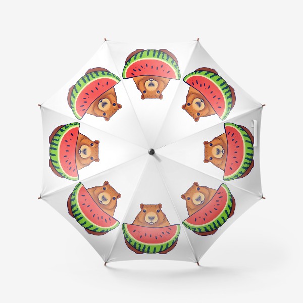 Зонт «капибара с арбузом. летний отдых в отпуске»